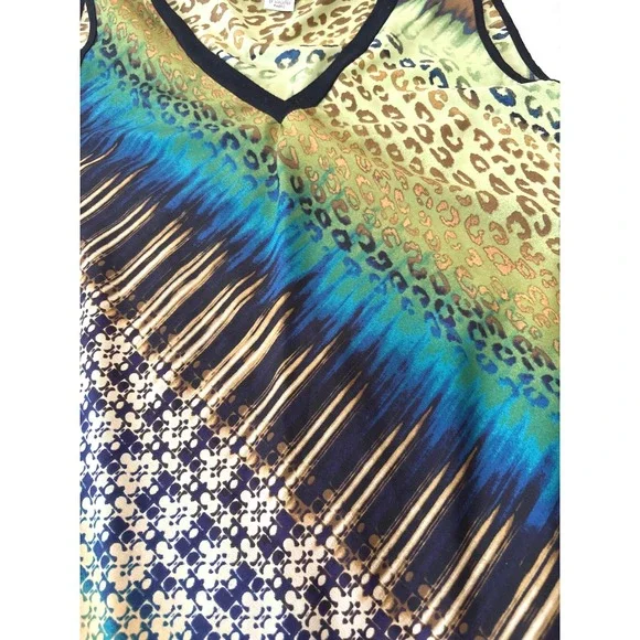 Allison Taylor Womens Large High-Low BoHo Sleeveless Sharkbite Hem Tunic Top - Picture 2 of 7